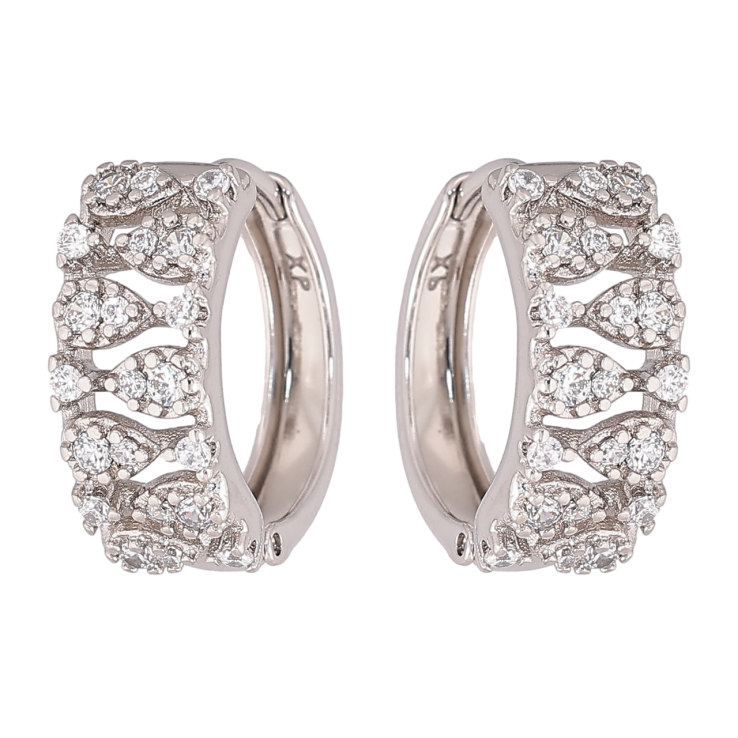 Сережки Xuping Родій колечка «Візерунок з інкрустацією кристалами» фото №6