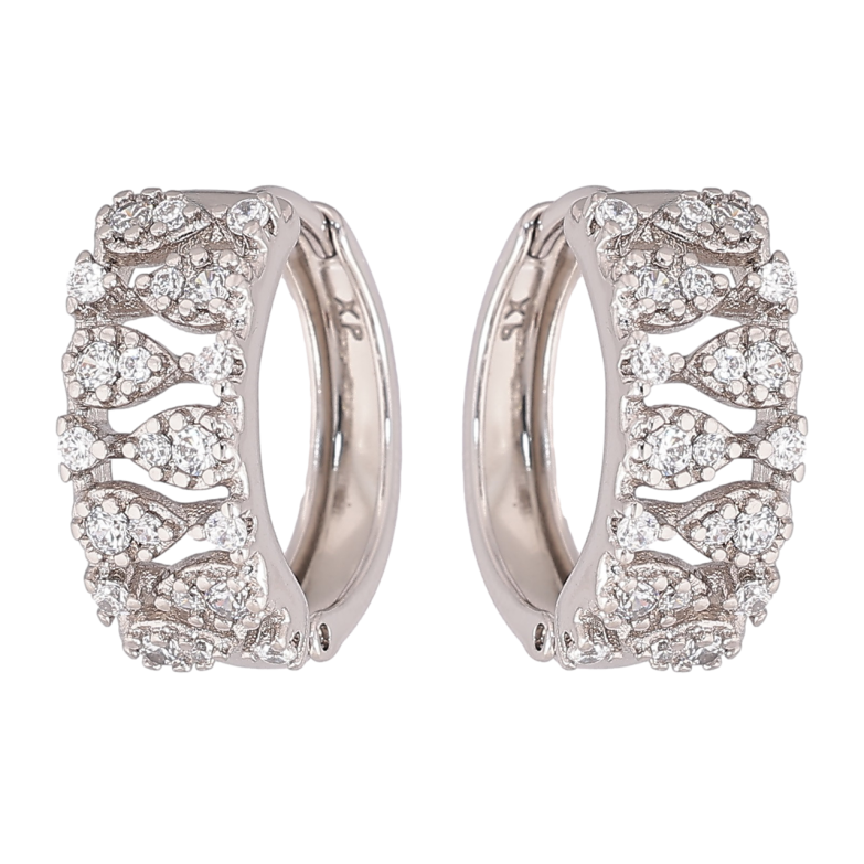 Серьги Xuping Родий колечки Узор с инкрустацией кристаллами фото №1