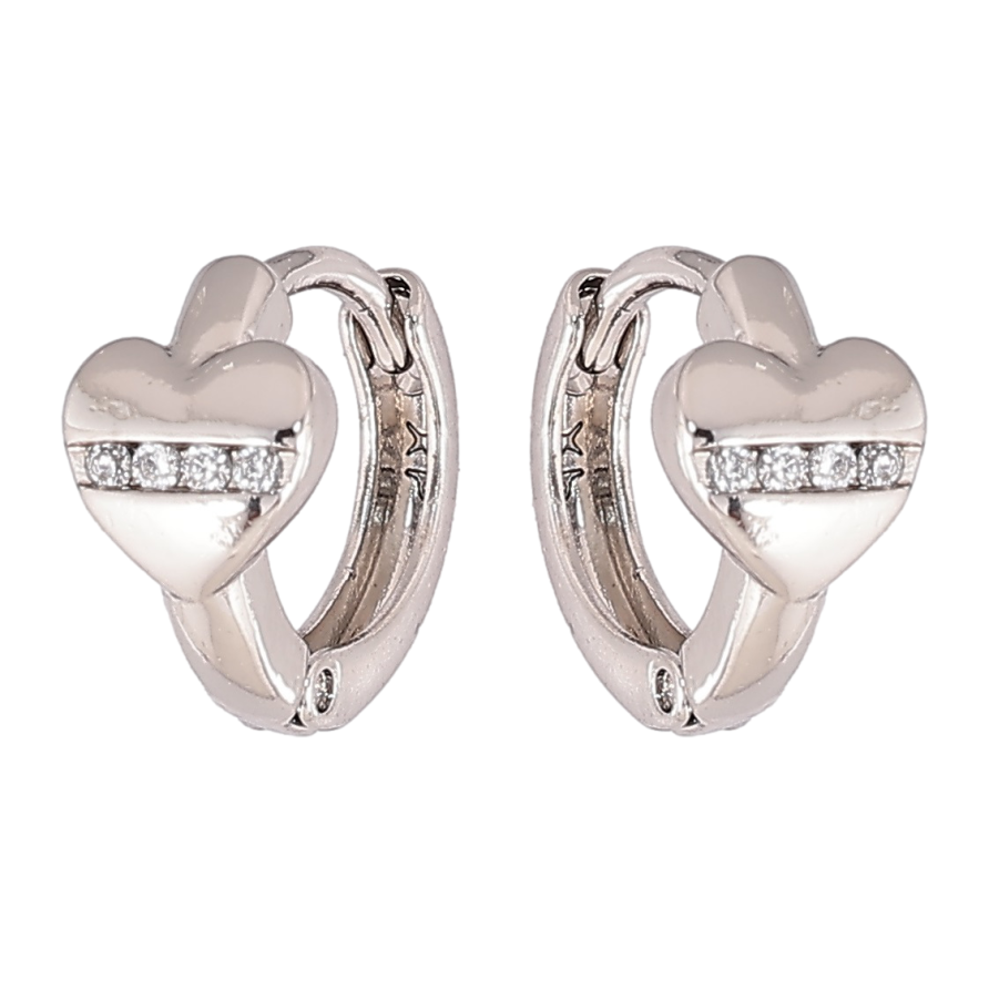 Серьги Xuping Родий колечки Сердечки с кристаллами фото №1