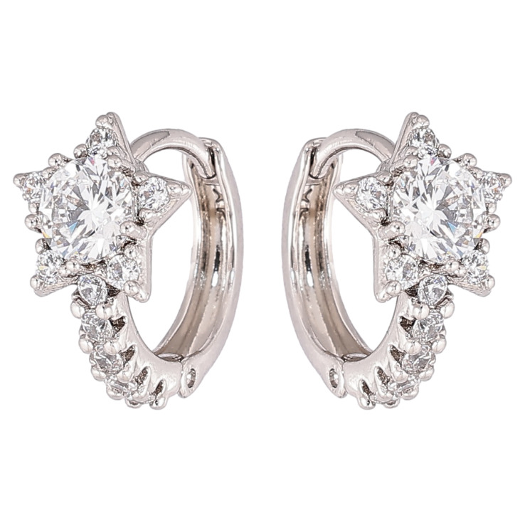 Сережки Xuping Родій колечка «Зірки з кристалами» фото №2