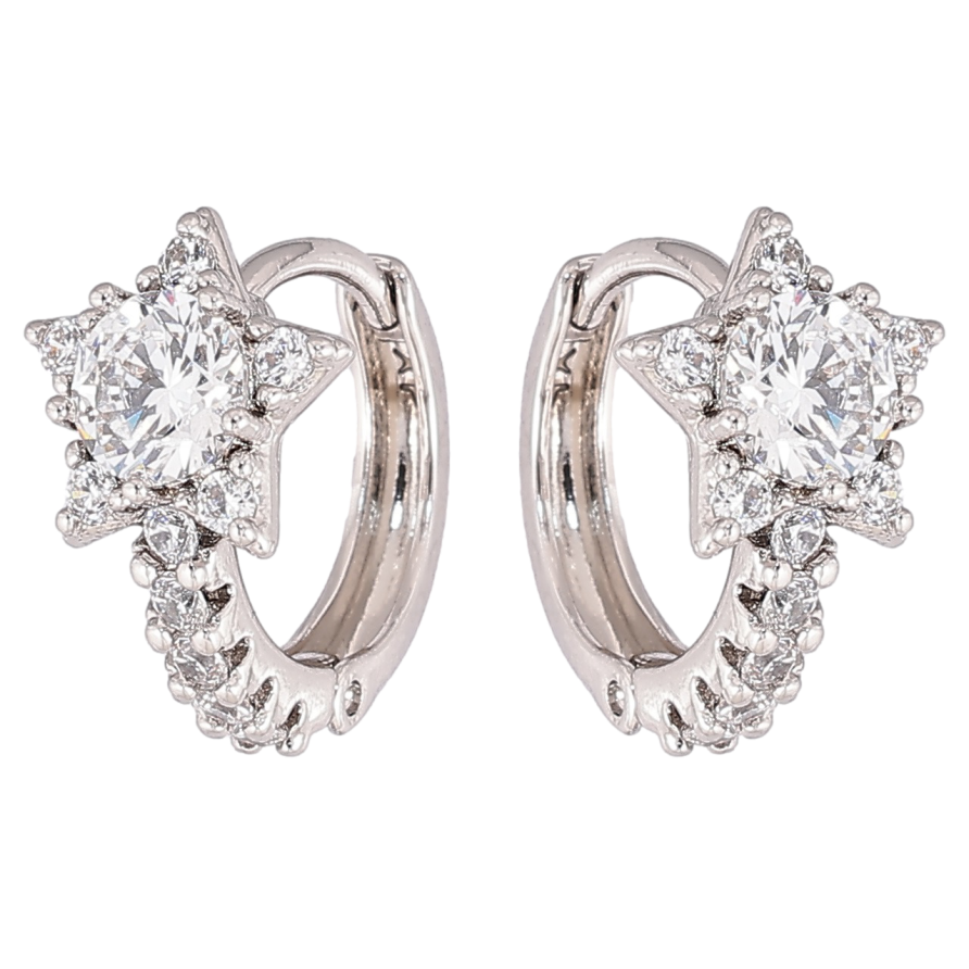 Сережки Xuping Родій колечка «Зірки з кристалами» фото №1