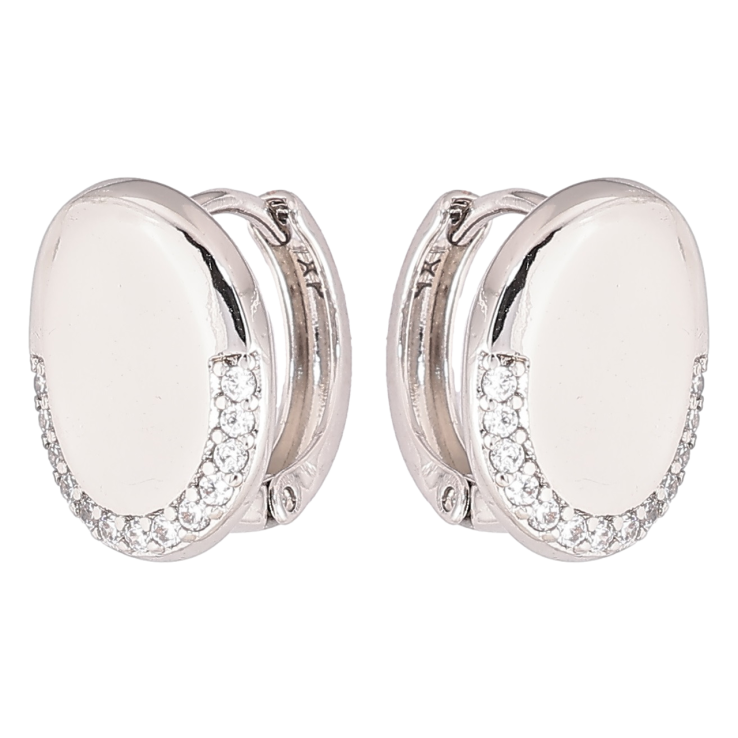 Серьги Xuping Родий колечки Овалы с кристаллами фото №9
