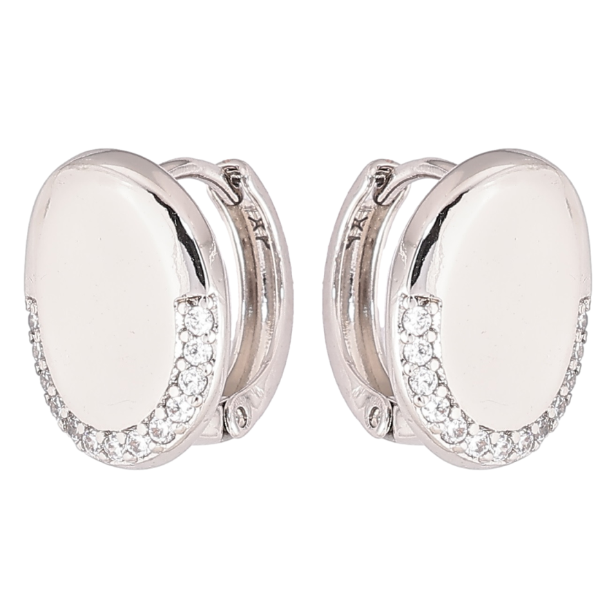 Серьги Xuping Родий колечки Овалы с кристаллами фото №1