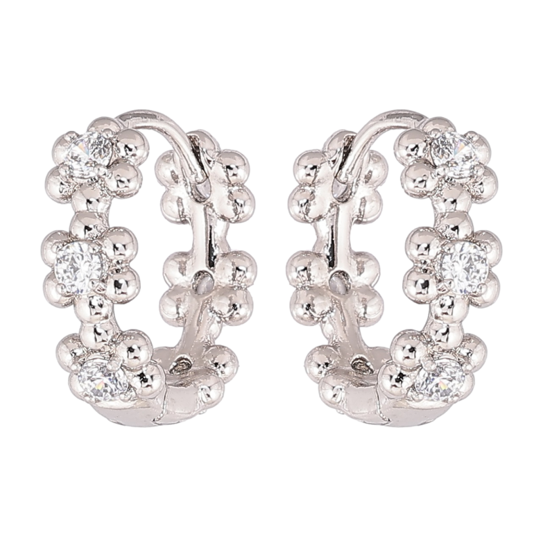 Сережки Xuping Родій колечка «Квітковий візерунок з кристалами» фото №1