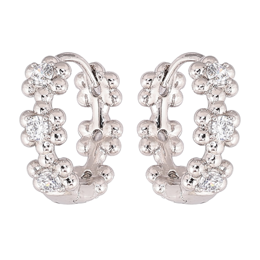 Сережки Xuping Родій колечка «Квітковий візерунок з кристалами» фото №1