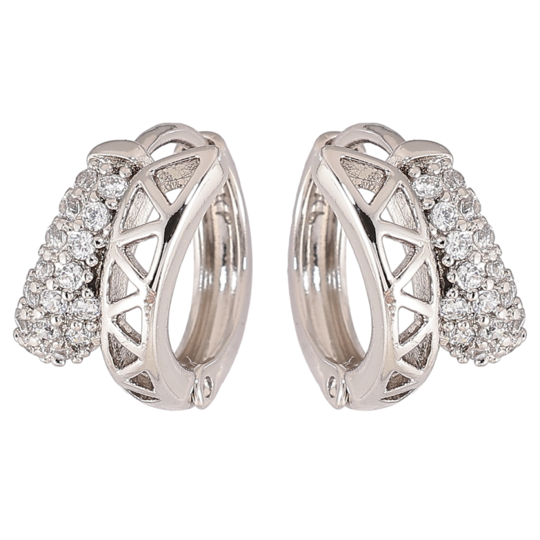 Сережки Xuping Родій колечка «Різьблений візерунок з інкрустацією кристалами» фото №1