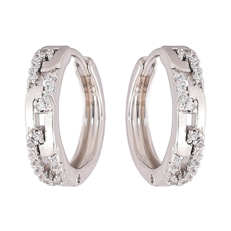 Сережки Xuping Родій колечка «Декоративний візерунок з кристалами» фото №9