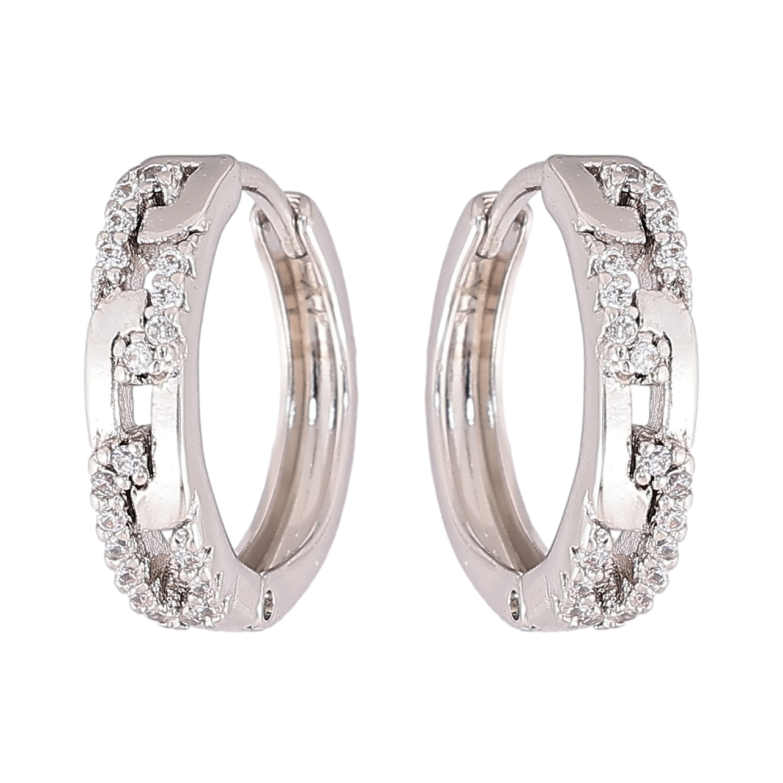 Сережки Xuping Родій колечка «Декоративний візерунок з кристалами» фото №2