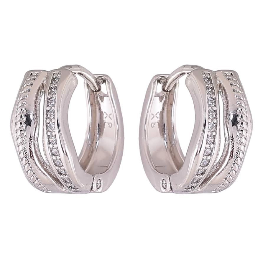Серьги Xuping Родий колечки Узор с кристаллами фото №1