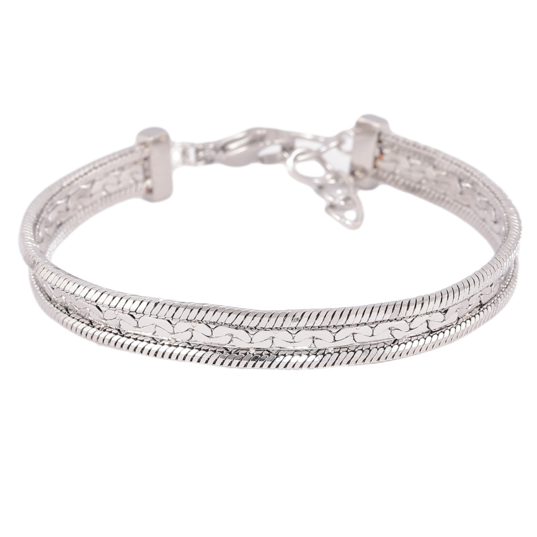 Браслет Xuping ТТМ Stainless Steel колір Родій «Декоративний візерунок» з доп.ланцюжком 17.5-19.5см х 7мм фото №11