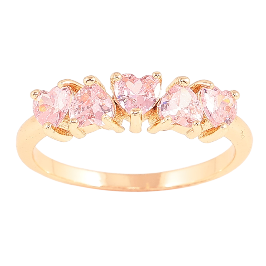 Каблучка Xuping M&L Колір 18К «Доріжка рожевих кришталевих сердечок» фото №1