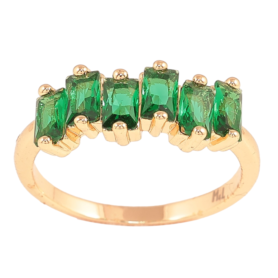 Каблучка Xuping M&L Колір 18К «Доріжка зелених кристалів» фото №1