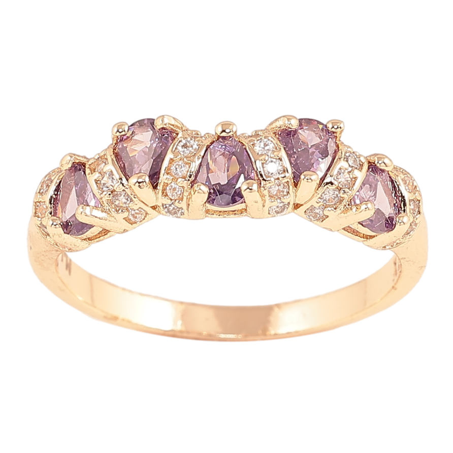 Каблучка Xuping M&L Колір 18К «Візерунок з бузковими кристалами» фото №1