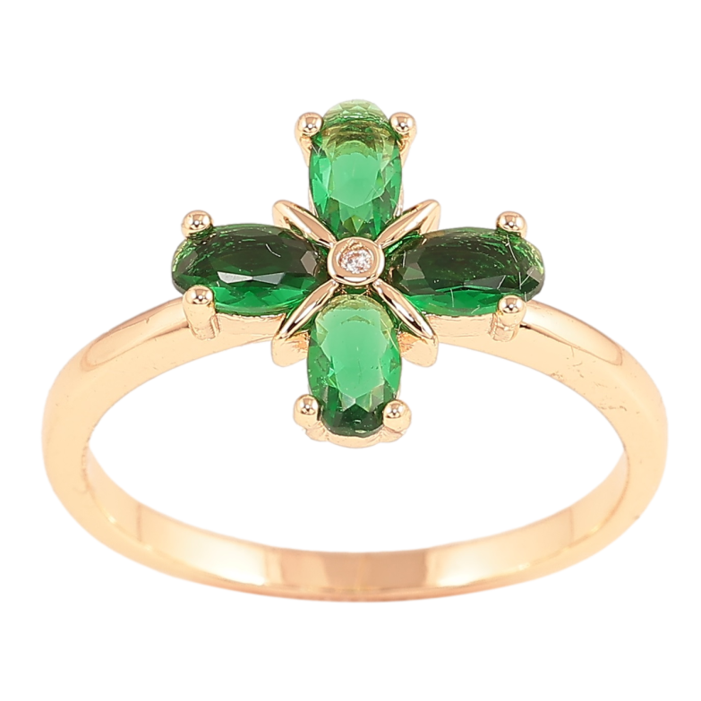 Каблучка Xuping M&L Колір 18К «Квітка з зелених кристалів» фото №14