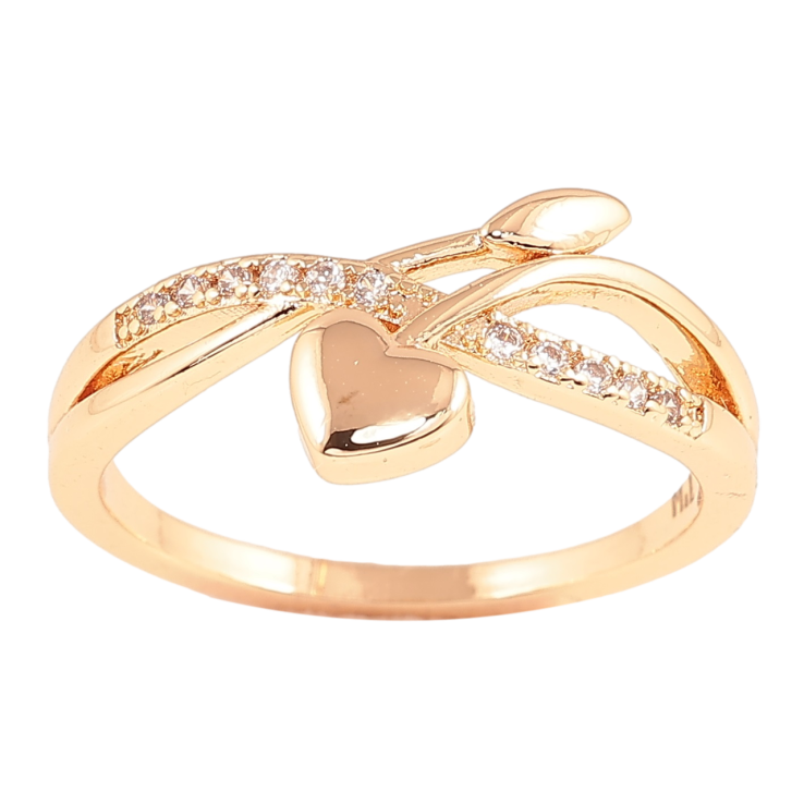 Кольцо Xuping M&L Цвет 18К Узор с дорожкой кристаллов и сердечком фото №5