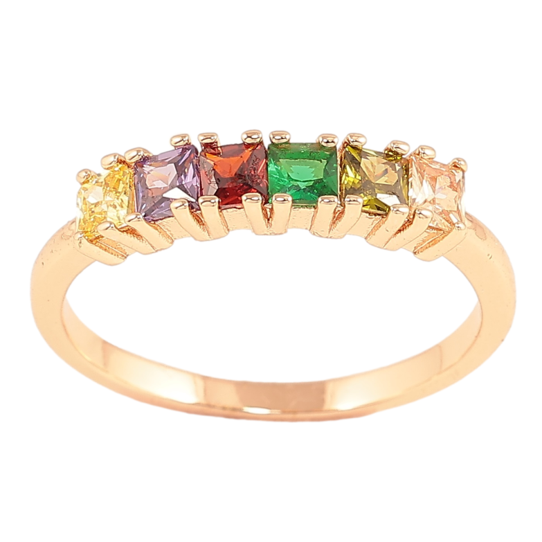 Каблучка Xuping M&L Колір 18К «Доріжка різнокольорових кристалів» фото №4