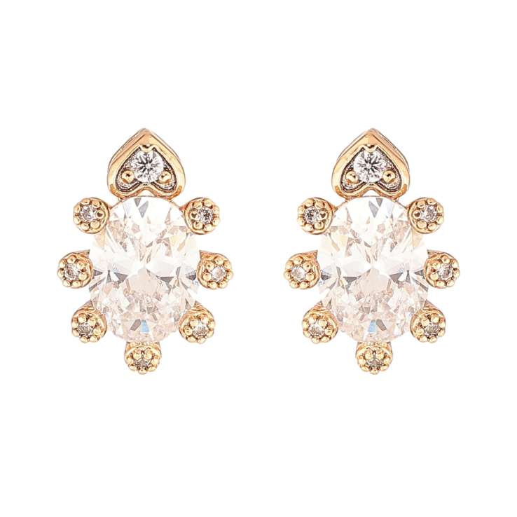 Сережки Xuping Позолота 18K пусети «Візерунок з кристалами» фото №3