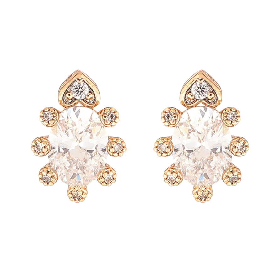 Сережки Xuping Позолота 18K пусети «Візерунок з кристалами» фото №1