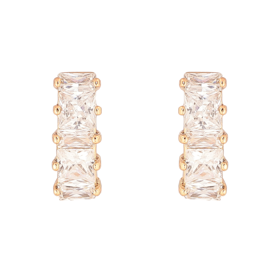 Сережки Xuping Позолота 18K пусети «Доріжки кристалів» фото №1