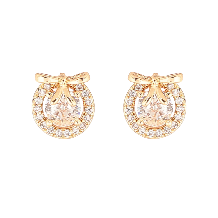 Серьги Xuping Позолота 18K пусеты Кристальные круги с бантами фото №1