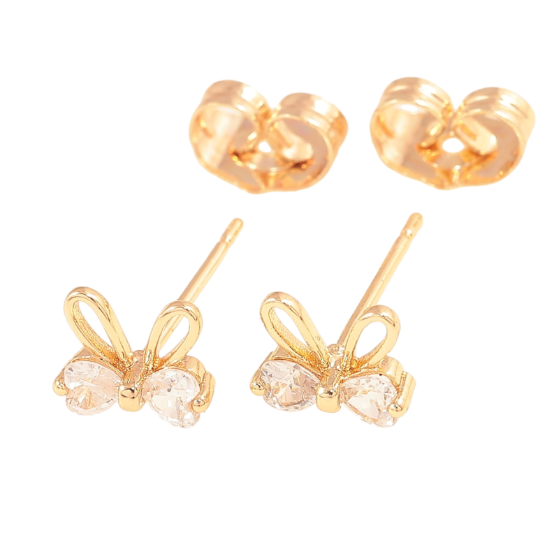 Сережки Xuping Позолота 18K пусети «Кришталеві бантики» фото №1