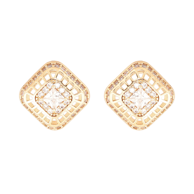 Сережки Xuping Позолота 18K пусети «Різьблені ромби з кристалами» фото №1 Сережки Xuping Позолота 18K пусети «Різьблені ромби з кристалами» фото №1