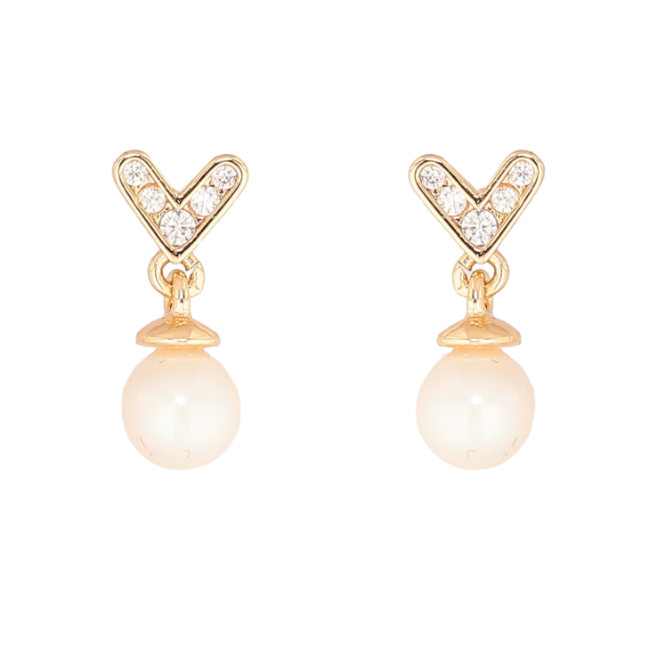 Сережки Xuping Позолота 18K пусети «Сердечка з перлинними підвісками» фото №20