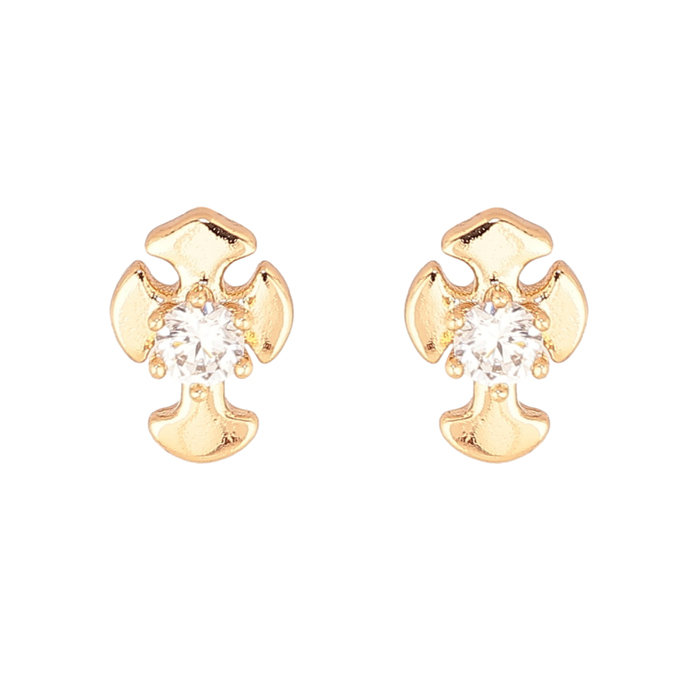 Сережки Xuping Позолота 18K пусети «Хрестики з кристалами» фото №2