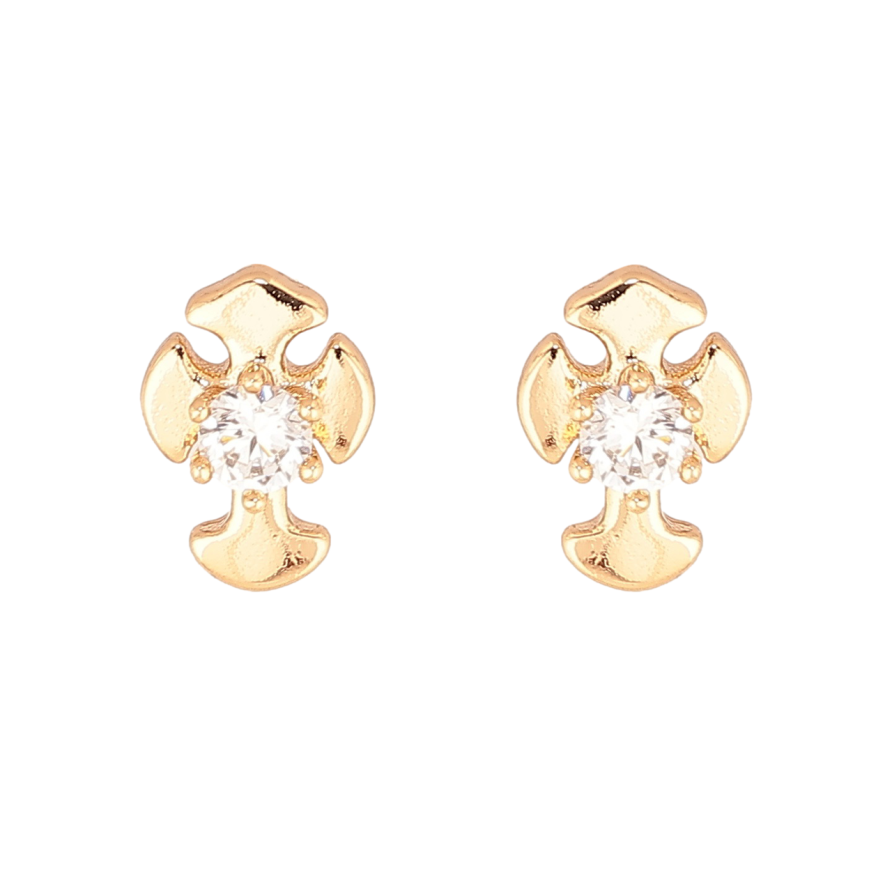 Серьги Xuping Позолота 18K пусеты Крестики с кристаллами фото №1