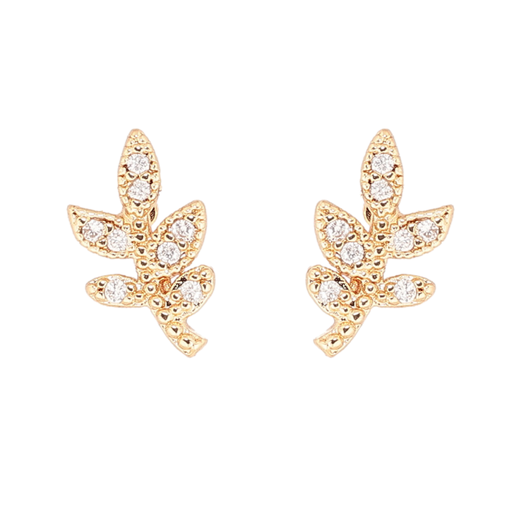 Серьги Xuping Позолота 18K пусеты Веточки с кристаллами фото №10