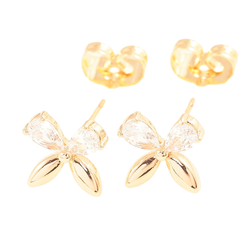 Сережки Xuping Позолота 18K пусети «Бантики з кристалами» фото №1