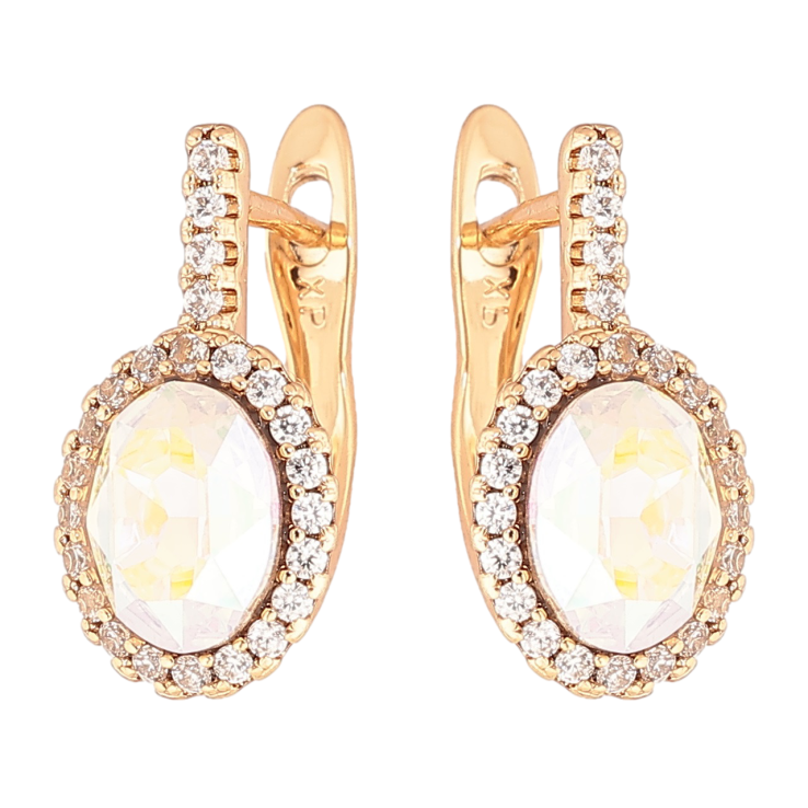 Сережки Xuping колір 18K з кристалами Swarovski англійський замок «Кр-л АВ в обрамленні дрібних кристалів» фото №13