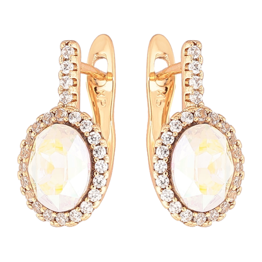 Сережки Xuping колір 18K з кристалами Swarovski англійський замок «Кр-л АВ в обрамленні дрібних кристалів» фото №1