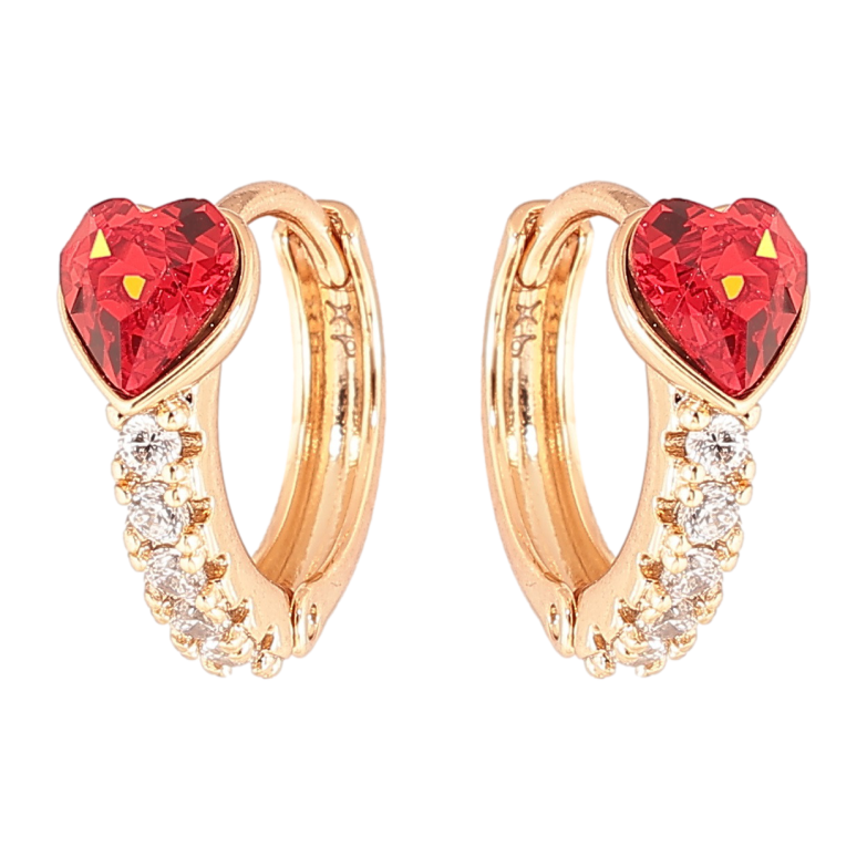 Серьги Xuping цвет 18K с кристаллами Swarovski колечки Кристальные сердечки Siam фото №1