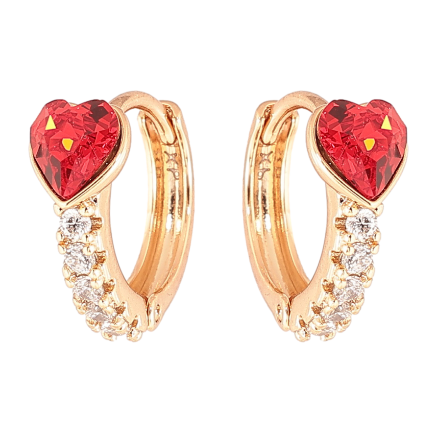 Сережки Xuping колір 18K з кристалами Swarovski колечка «Кришталеві сердечка Siam» фото №1