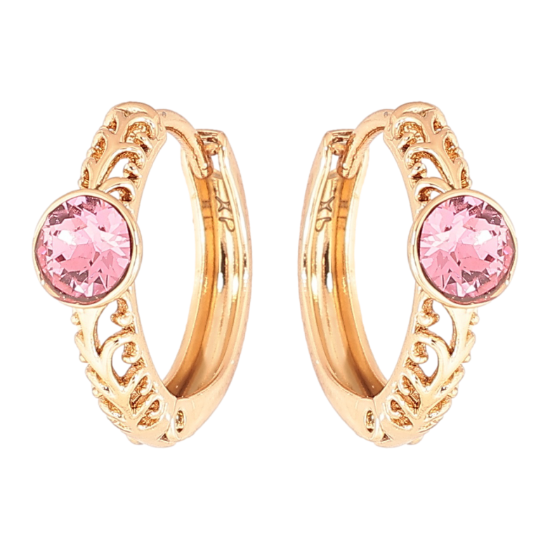 Сережки Xuping колір 18K з кристалами Swarovski колечка «Різьблений візерунок із кристалом Rose» фото №4