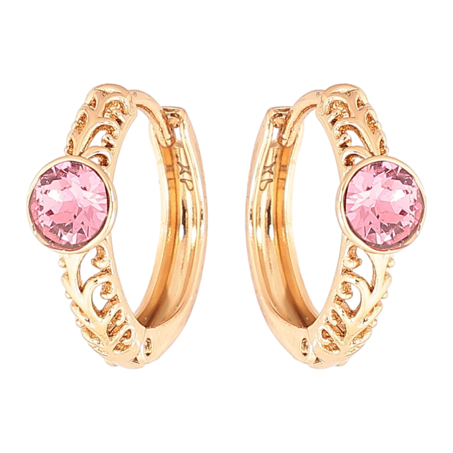 Сережки Xuping колір 18K з кристалами Swarovski колечка «Різьблений візерунок із кристалом Rose» фото №1