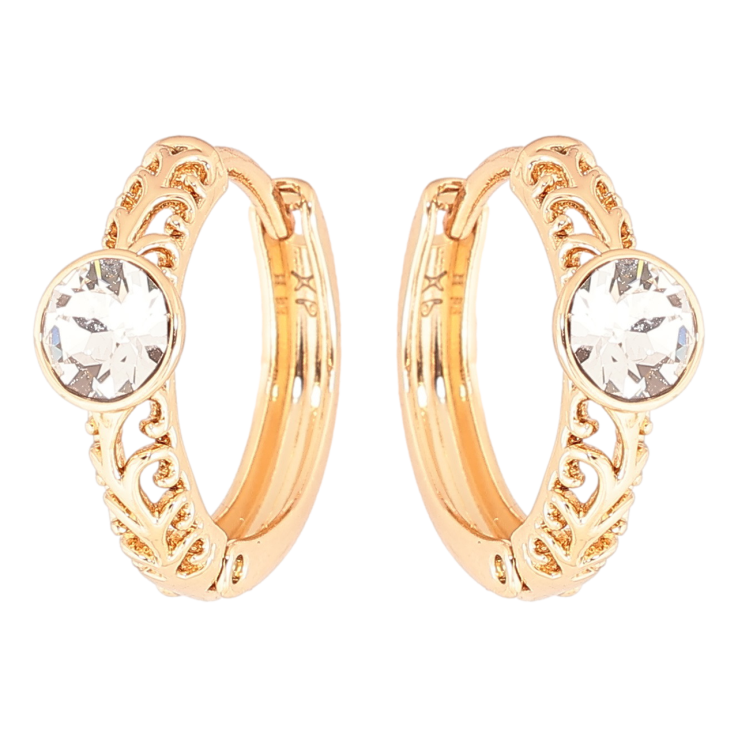 Сережки Xuping колір 18K з кристалами Swarovski колечка «Різьблений візерунок із кристалом Clear» фото №2