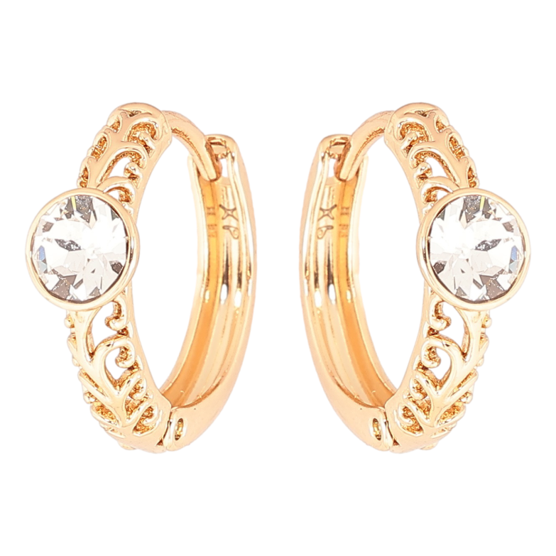 Сережки Xuping колір 18K з кристалами Swarovski колечка «Різьблений візерунок із кристалом Clear» фото №1