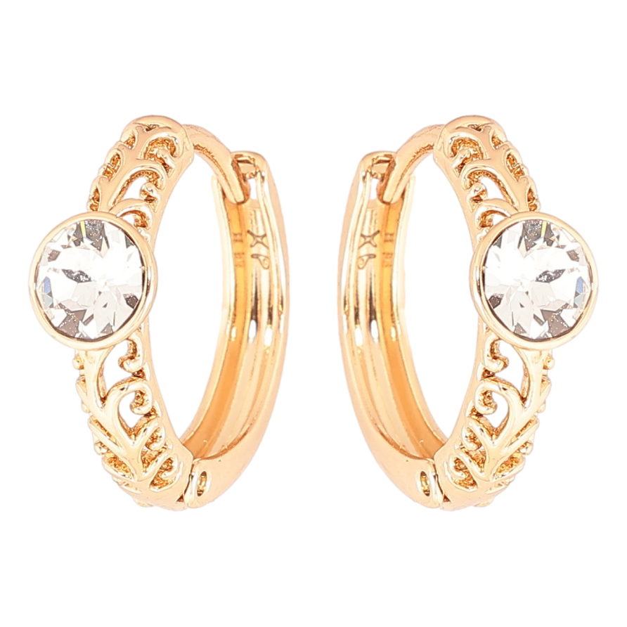 Сережки Xuping колір 18K з кристалами Swarovski колечка «Різьблений візерунок із кристалом Clear» фото №1