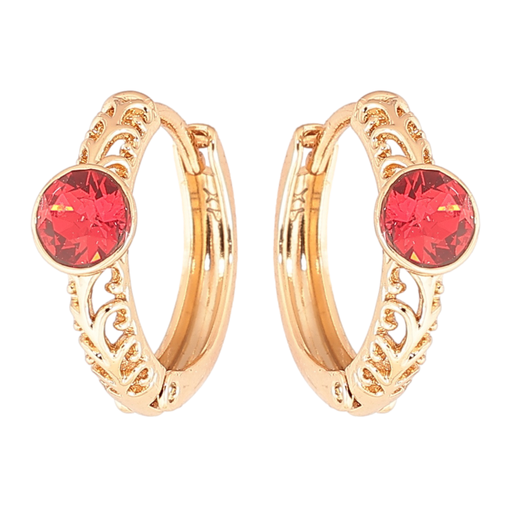 Сережки Xuping колір 18K з кристалами Swarovski колечка «Різьблений візерунок з кристалом Siam» фото №3