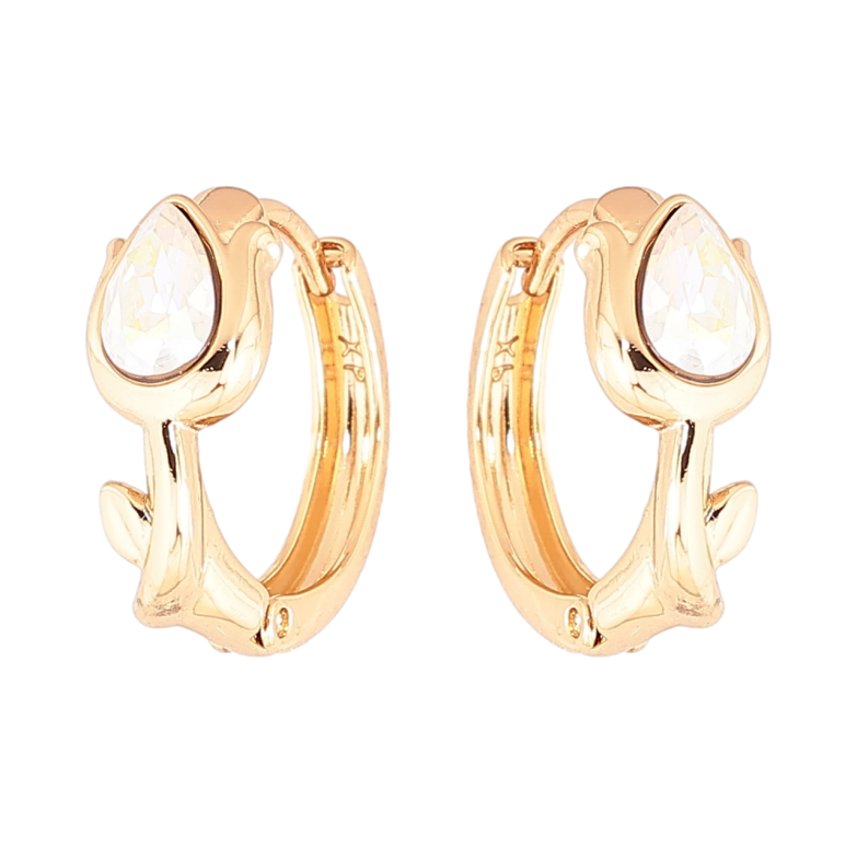 Сережки Xuping колір 18K з кристалами Swarovski колечка «Тюльпани з кристалами АВ» фото №1