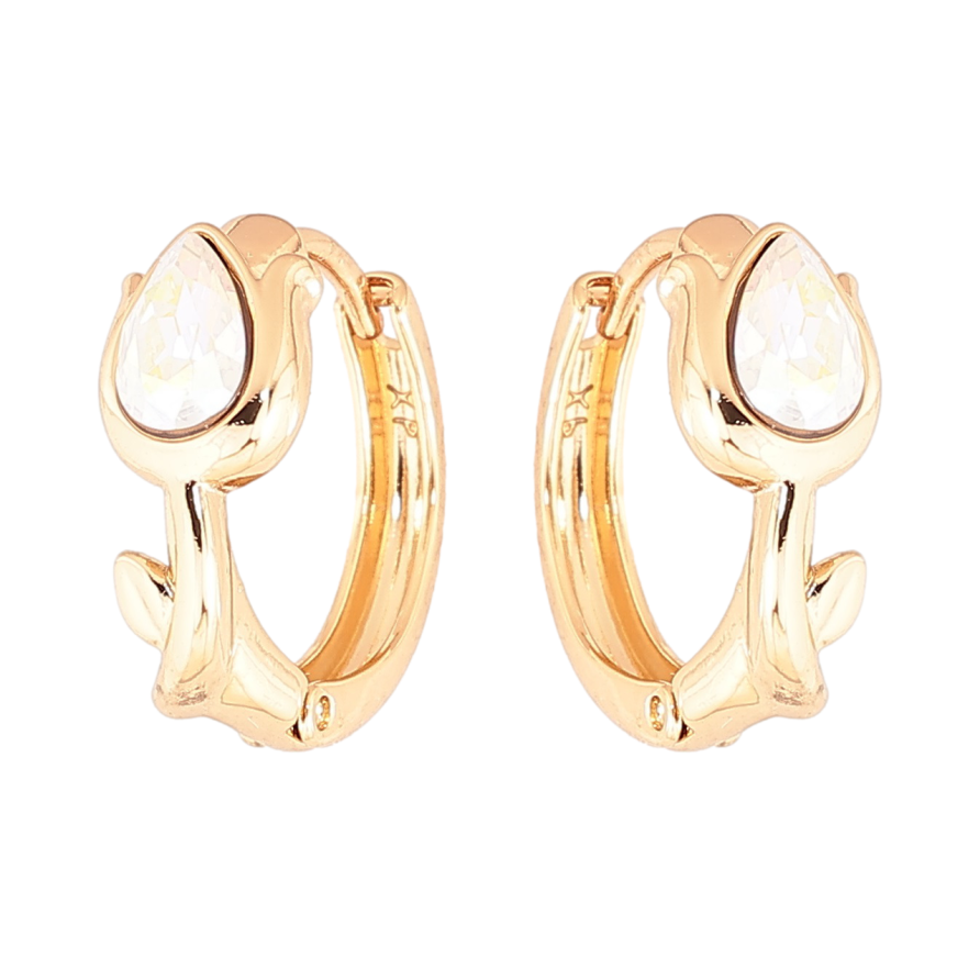 Сережки Xuping колір 18K з кристалами Swarovski колечка «Тюльпани з кристалами АВ» фото №1
