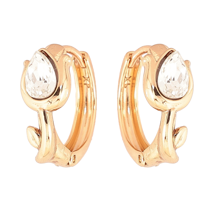 Сережки Xuping колір 18K з кристалами Swarovski колечка «Тюльпани з кристалами Clear» фото №2