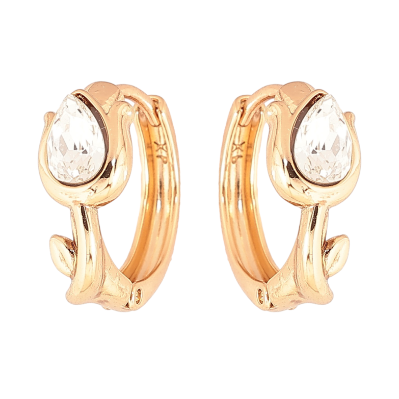 Серьги Xuping цвет 18K с кристаллами Swarovski колечки Тюльпаны с кристаллами Clear фото №3