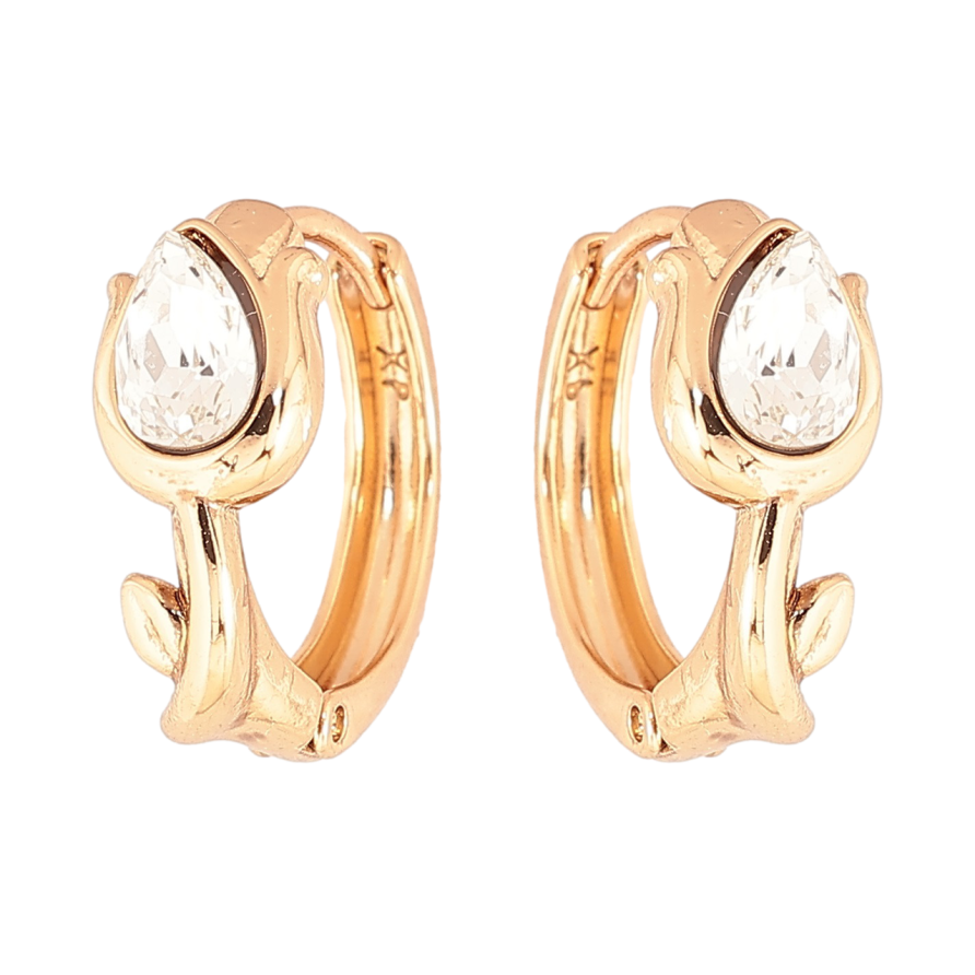 Сережки Xuping колір 18K з кристалами Swarovski колечка «Тюльпани з кристалами Clear» фото №1
