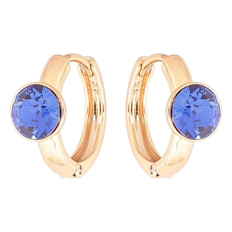 Серьги Xuping цвет 18K с кристаллами Swarovski колечки Кристаллы Capri Blue фото №3