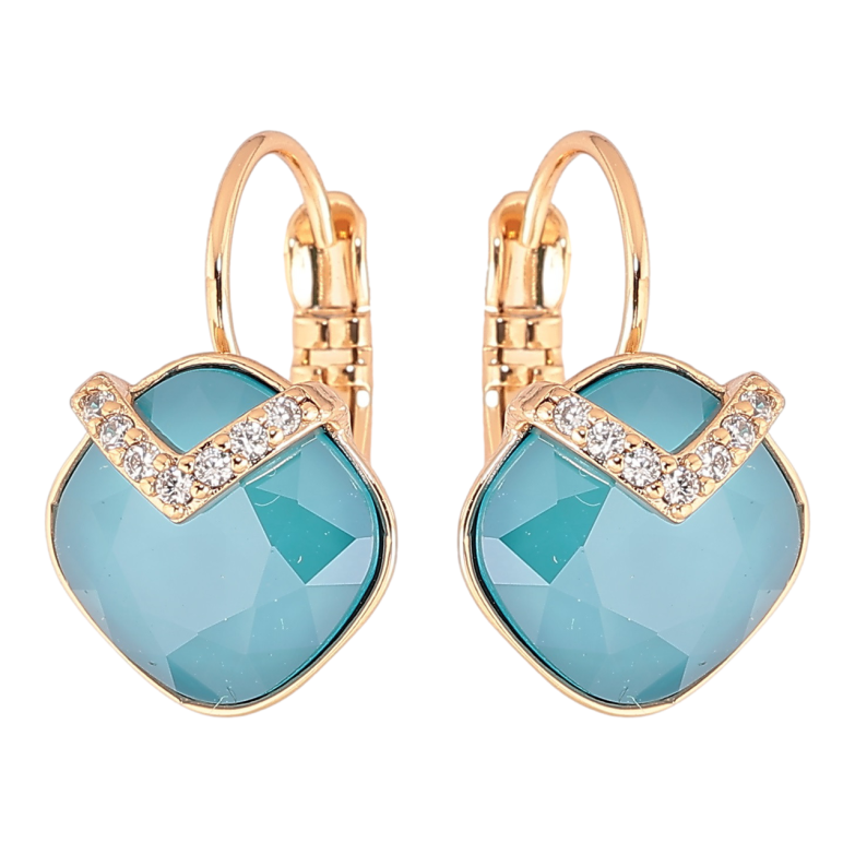 Сережки Xuping колір 18K з кристалами Swarovski французький замок «Кристали Caribbean Blue Opal» фото №2