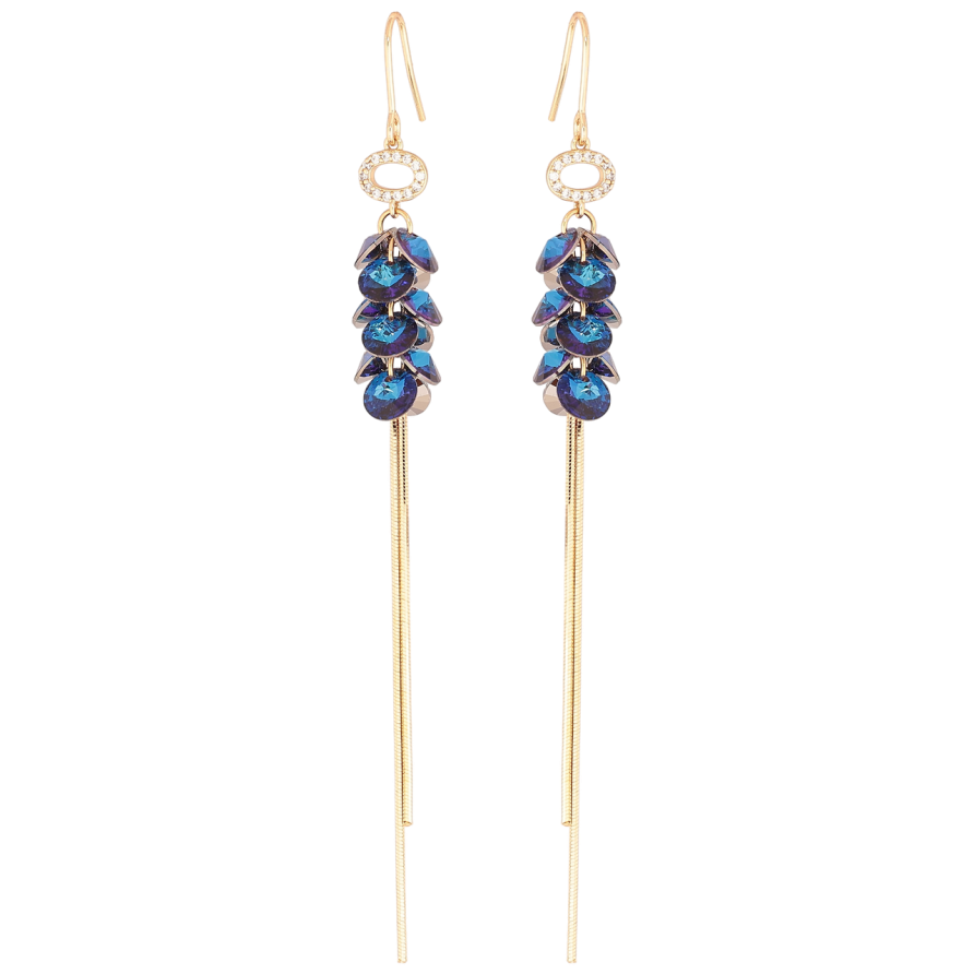 Сережки Xuping колір 18K з кристалами Swarovski французький замок «Підвіски з кристалами Metallic Blue» фото №1