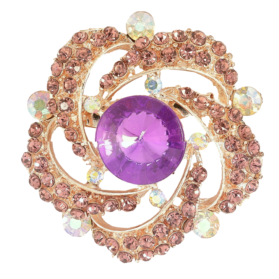 Брошка «Квітка з бордово-бузковими стразами» фото №1